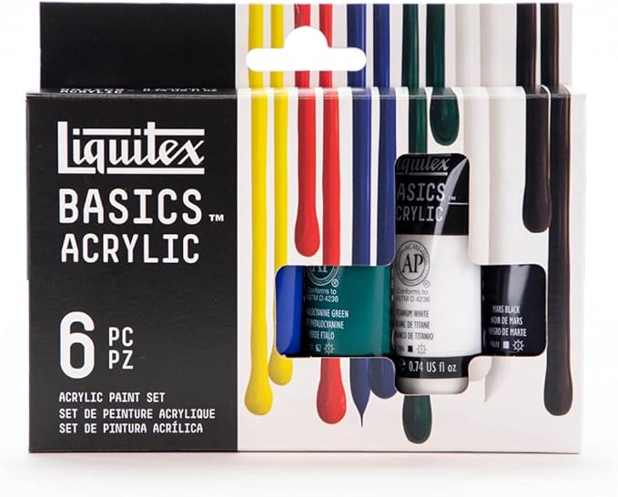 Liquitex BASICS Acrylic Paint Set, 6 x 22ml (0.74-oz) Tube Paint Set, Primary