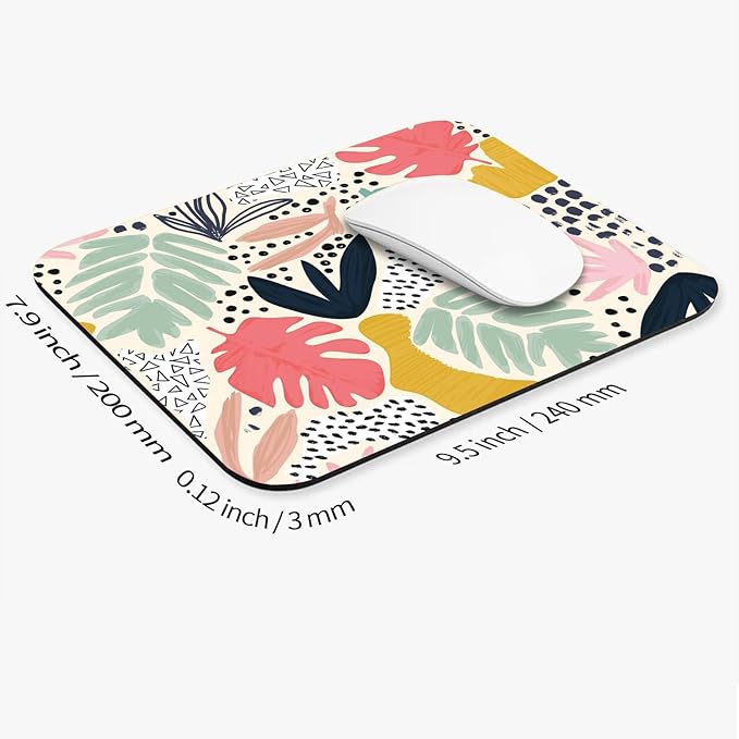 Square Mouse Pad Tropical Plants, Personalized Premium-Textured Custom Mouse Mat Design, Washable Mousepad Cloth, Non-Slip Rubber Base Computer Mouse Pads for Wireless Mouse