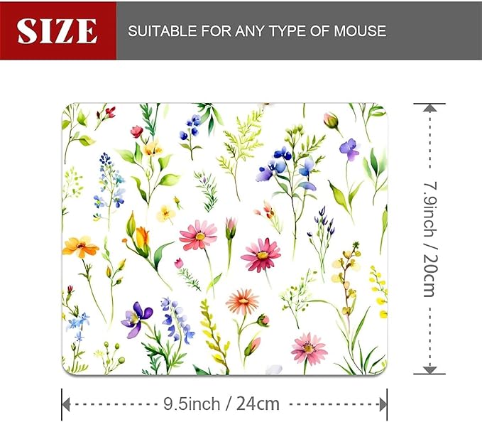 Square Mouse Pad Beautiful Flowers Plants 2, Personalized Premium-Textured Custom Mouse Mat Design, Washable Mousepad Cloth, Non-Slip Rubber Base Computer Mouse Pads for Wireless Mouse