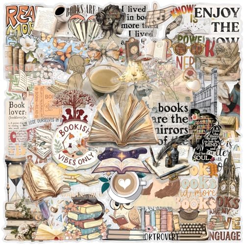50 PCS Retro Reading Stickers for Scrapbooking Journaling Junk Journal Scrapbook Supplies - Waterproof Transparent PET Aesthetic Decals for Resin Crafts Decorative Art Crafts (Retro-1) - Image 4