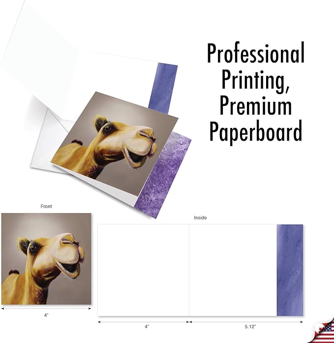 The Best Card Company - 20 Bulk Animal Note Cards Blank (4 x 5.12 Inch) - Fun Assorted Notecards with Envelopes (10 Designs, 2 Each) - Animal Magnetism AMQ6218OCB-B2x10