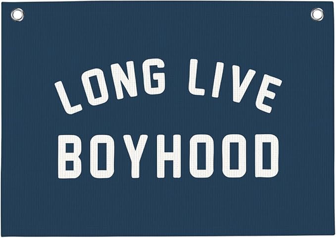 Dark Blue Long Live Boyhood Boys Room Playroom Wall Decor Vintage Sports Decor for Nursery Playroom Kids Bedroom Dorm Toddler Decorations 22x28 Inch
