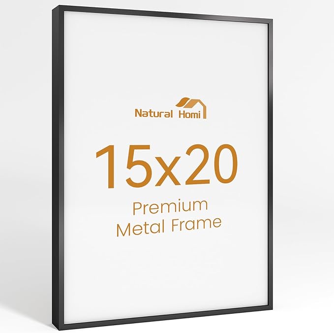 15x20 Aluminum Metal Picture Frame,Tempered Glass Black Photo Frame 15x20 for Family Photo,Posters,Art,Document to Wall Mount Horizontally or Vertically