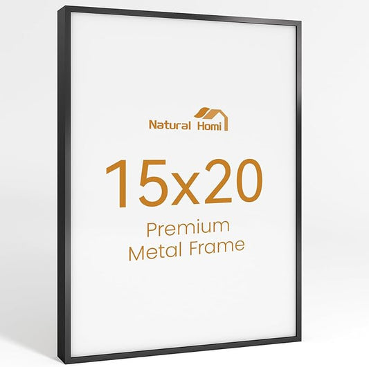 15x20 Aluminum Metal Picture Frame,Tempered Glass Black Photo Frame 15x20 for Family Photo,Posters,Art,Document to Wall Mount Horizontally or Vertically