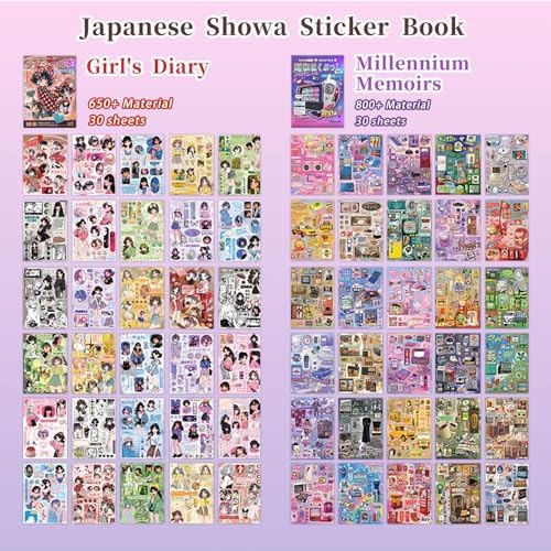 2-in-1 Japanese Sticker Set, 650+ Showa & 800+ Y2K Designs - Image 3