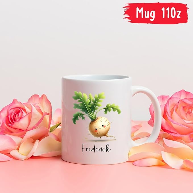 Parsnip Ceramic Mug, Personalized Parsnip White Mug 11oz 15oz, Vegetable Lover Cup Gift, Custom Choose Name Parsnip Coffee Mug, Vegetable Mugs Gifts For Parsnip Lovers, Parsnip Travel Tea Cup