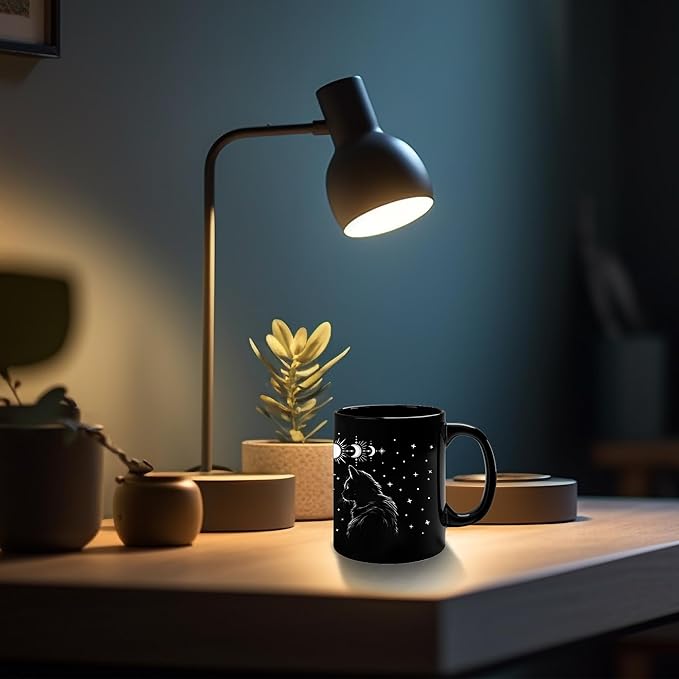 Black Cat Mug 11oz Cat Lover Gifts for Women Funny Goth Coffee Mug - Witch, Goth Decor Halloween Cup With Cats Goth Gift Witchy Gifts for Women - Halloween Mugs Cats Christmas Gothic Home Decor