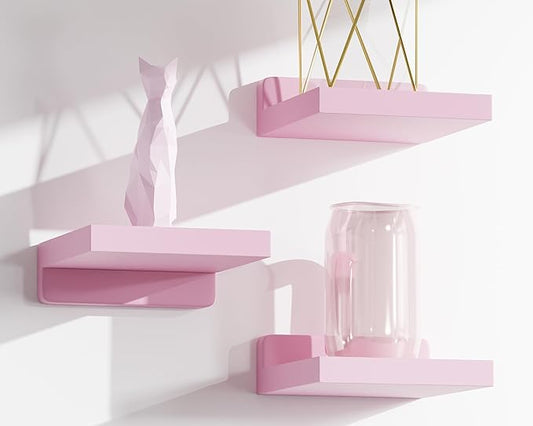 Small Floating Shelves Mini Shelves Hanging Display 5 Inch Wall Shelf for Bathroom Livingroom Bedroom,3 Pack, with 2 Types of Installation, Great for Room Decor