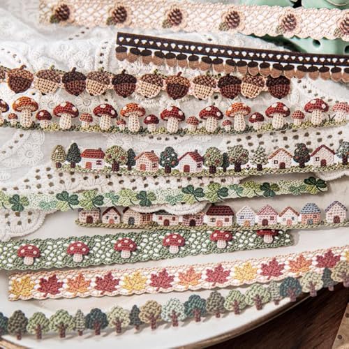 20Pcs Vintage Stickers,Aesthetic Long Strip Paper Border Decorative Sticker for Adult Card Making Letters Planner Scrapbooking Journaling Junk Journal Water Bottles Art Craft,Fabric Forest - Image 3