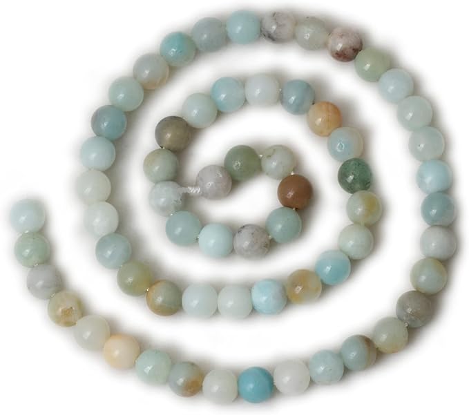 60PCS 6mm Natural Mix Color Amazonite Gemstone Round Loose Beads Stone Beads for Jewelry Making DIY 1 Strand 15"