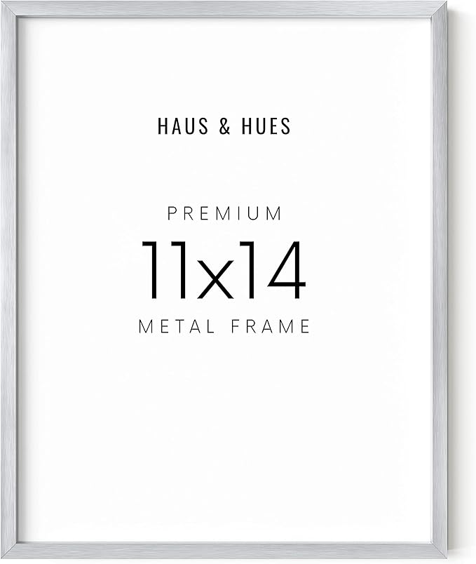 HAUS AND HUES 11x14 Silver Picture Frame - Modern Aluminum Certificate Display, Diploma or Poster Frame - Ready-to-Hang Vertically & Horizontally (11x14 in, Silver)