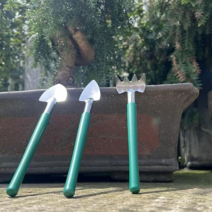 3 Pcs Mini Gardening Kit With Rake Trowel And Shovel For Succulents For Bonsai Cacti Indoor Plants Stainless Steel Lightweight Tools
