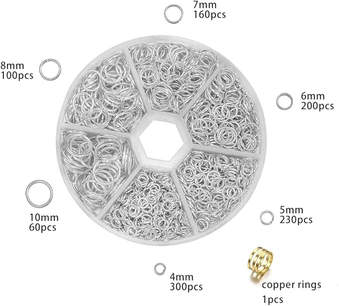 O Ring Connectors Stainless Steel Quality Jump Rings Set 304 Metal Open Rings for Jewelry Making Connectors (Silver)