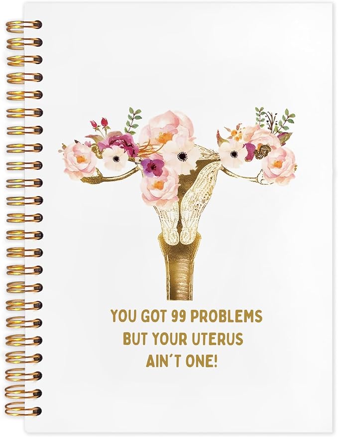 WUCHJ Hysterectomy Gifts Notebook, Pregnancy Gifts Journal, Floral Feminist Uterus Anatomy Spiral Notebook Journal for Note Taking, Nurse Medical Office Supplies, 5.5x8.3 Inch