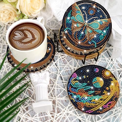 Mystical Moon Diamond Art Coasters, Diamond Painting Coaster Kit for Adults - Image 6