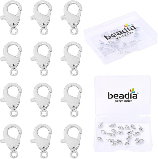 Platinum Plated Lobster Clasps Non Tarnish 10mm 20pcs for Jewelry Making Findings