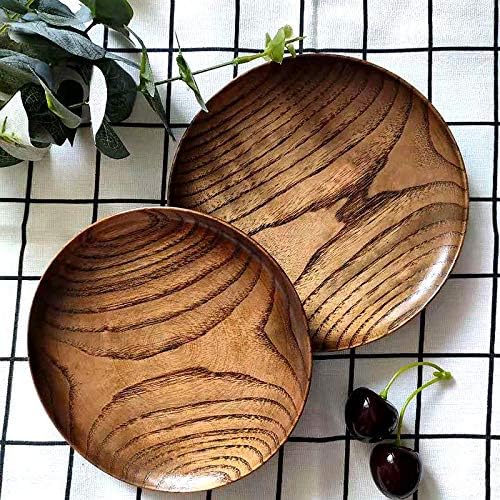 Round Wood Dish, Plate Acacia Wooden for Cake, Sweets Fruit Dessert Coffee Dish, Round Wood Dinner Tableware Plates, Tray for Home Decoration (5.3 Inch) - Image 4