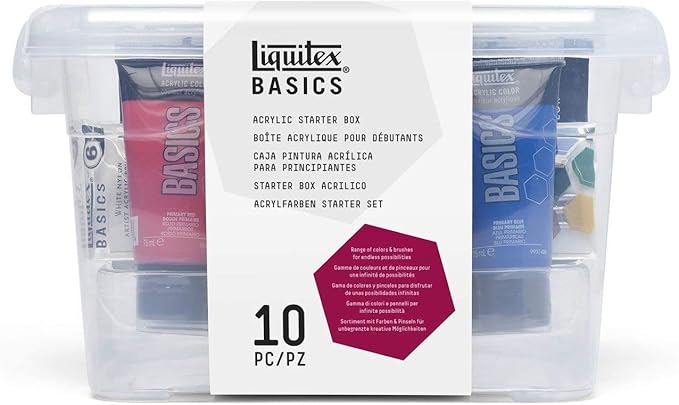 Liquitex BASICS Acrylic Paint Set, 9 x 75ml (2.4-oz), Starter Box