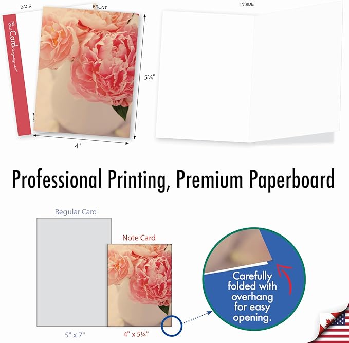 The Best Card Company - 20 Assorted Blank Plant Cards Boxed (4 x 5.12 Inch) (10 Designs, 2 Each) - Full Blooms AM6553OCB-B2x10