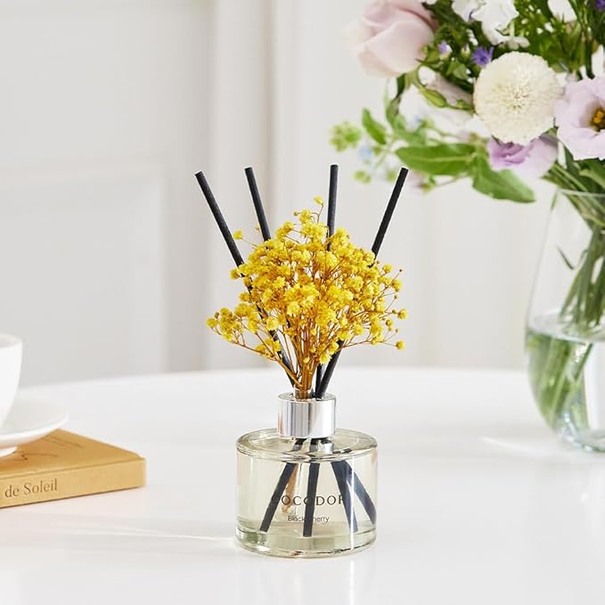 COCODOR Flower Reed Diffuser Set / 6.7oz / La Tulip Garden/Scent Diffuser with Sticks Home Fragrance Reed Diffuser for Bathroom Shelf Decor for Women