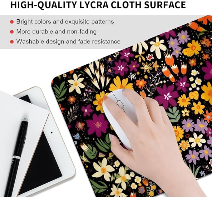 Falling for You Plum Floral Texture Mouse pad, Square Waterproof and Anti Slip Mouse pad for Office laptops