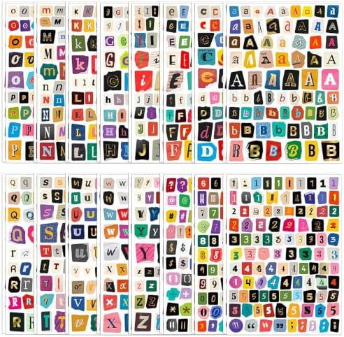 2510PCS Alphabet, Number & Symbol Stickers, 1255 Unique Designs × 2 Sets by Flartmo