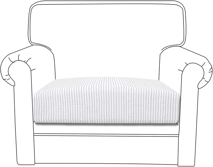 Easy-Going Stretch Cushion Cover Sofa Cushion Furniture Protector Sofa Seat Sofa slipcover Sofa Cover Soft Flexibility with Elastic Bottom(Chiar Cushion,Snow White)