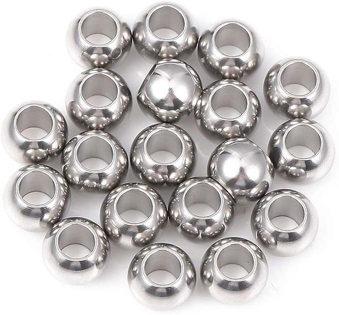 Stainless Steel Spacer Beads 9x7mm Round Loose Charm Caps Beads for DIY Jewelry Making 20pcs with 4.5mm Hole