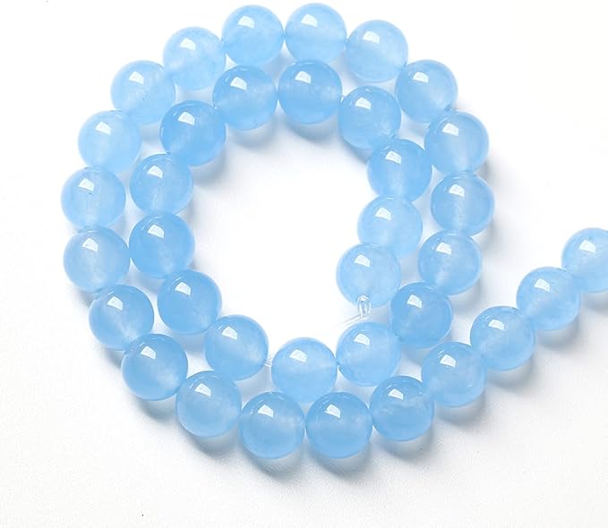8MM 46PCS Blue Aquamarine Chalcedony Spacer Loose Beads for Jewelry Making DIY Bracelet Necklace