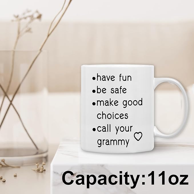 QASHWEY Funny Call Your Grammy Coffee Mug, College Freshmen Students Graduation Gift, Call Your Dad Coffee Cups Ceramic 11 Ounce, College Gift Tea Mug Cup, Gifts for College Freshmen Grandkids