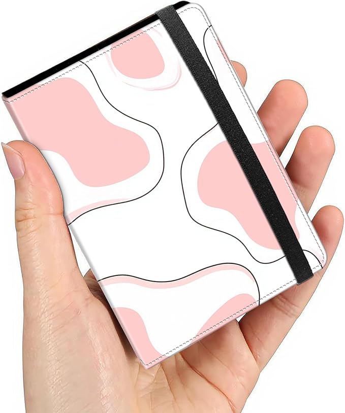 Mini Photo Album 2x3,60 Photos Capacity,PU Leather Cover with Elastic Band,High Definition Waterproof PP Pages for Family Wedding Anniversary Baby Record,Pink cow