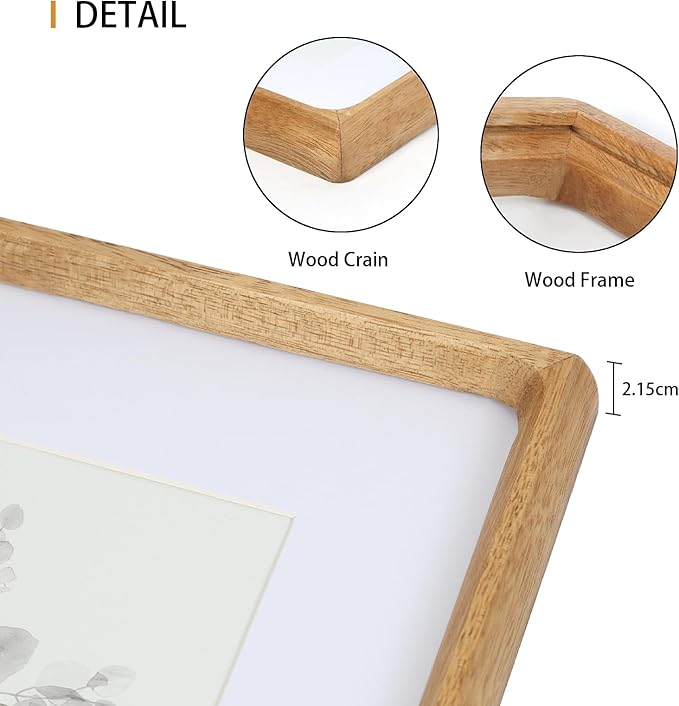 11x14 Picture Frame Set of 2 Light Wood Color Photo Frames Display Pictures 8x10 with Mat or 11x14 without Mat Multi Photo Frames Collage for Wall or Tabletop Decor