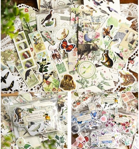 Esweny 200PCS Vintage Scrapbooking Supplies Pack, Aesthetic Scrapbook Sticker Paper Art Journaling Kit for Junk Journals,Planner,Cottagecore Decor Gifts (Green Series) - Image 3