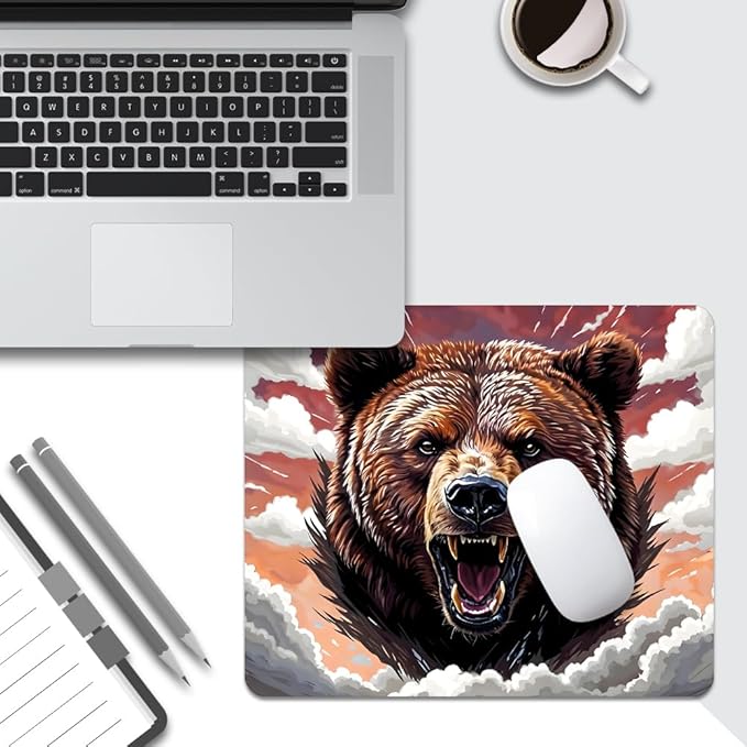 Brown Bear Texture Mouse pad, Square Waterproof and Anti Slip Mouse pad for Office laptops