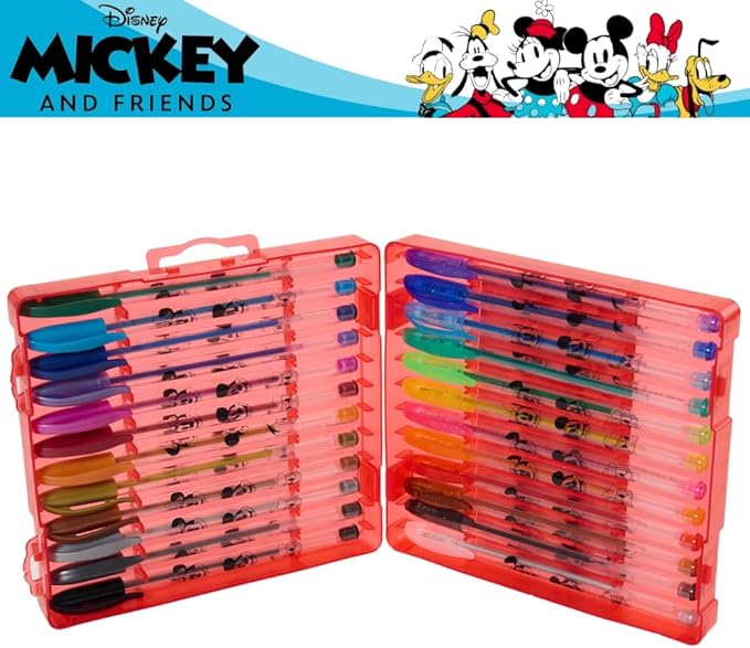 Disney Mickey and Friends Gel Pens Set for Kids, 24 Pack with Glitter Gel Pens, Cute Pens for Boys and Girls – Mickey Mouse, Minnie Mouse, & Donald Duck