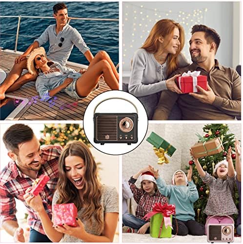 Dosmix Retro Bluetooth Speaker, Small Vintage Decor, Birthday Gifts Black - Image 2