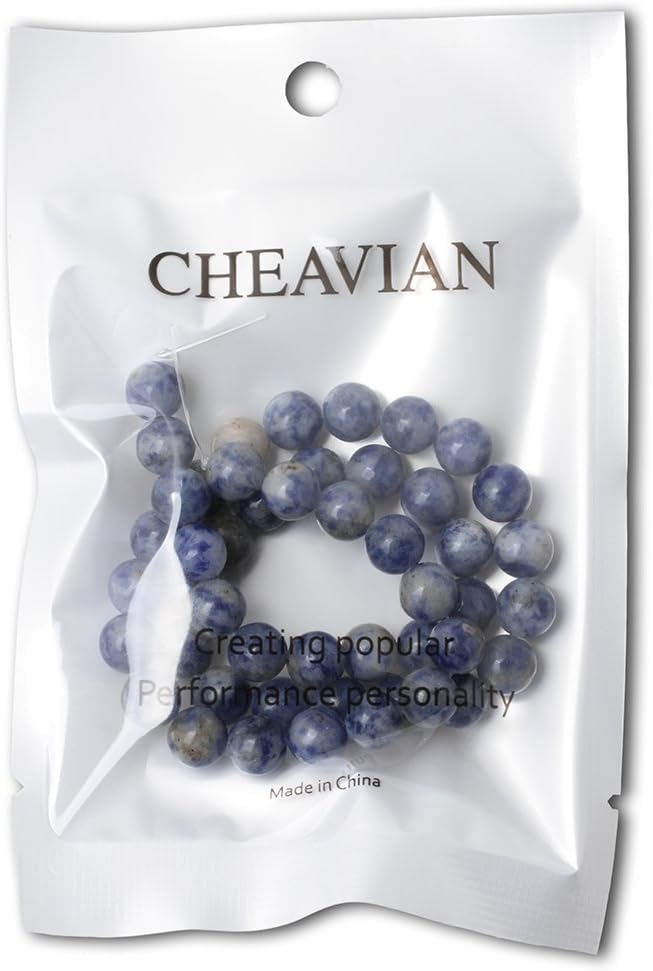 45PCS 8mm Natural Blue White Sodalite Gemstone Round Loose Beads for Jewelry Making 1 Strand 15"