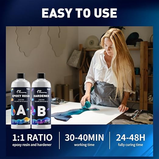 Epoxy Resin 32OZ, Epoxy Resin Kit for Beginner, Clear Resin Epoxy for Crafts, DIY Jewelry Making, Mixing Ratio 1:1, Bubble Free & No Yellowing(16OZ×2)