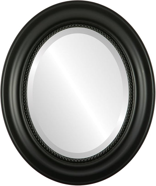 OVALCREST Oval Beveled Wall Mirror for Home Decor - Heritage Style - Matte Black - 23x29 Outside Dimensions