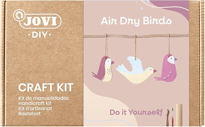 Jovi | Pottery Kit | Birds, 1.1 lb White Air Dry Clay, Tempera Paints, Sculpting Tools | Step-by-Step Guide, Non-Toxic, No Oven Needed | Creative Pottery Experience for Adults, Beginners