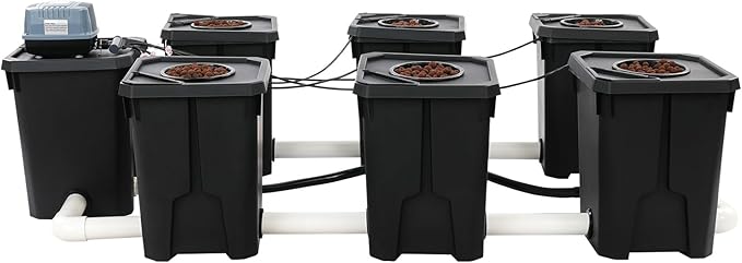 Hydroponics Growing System with Top Drip Kit, 7 Gallon Deep Water Culture Bucket System with 24W Air Pump, Recirculating Drip Garden System for Growing Plants Flowers Vegetables Fruits