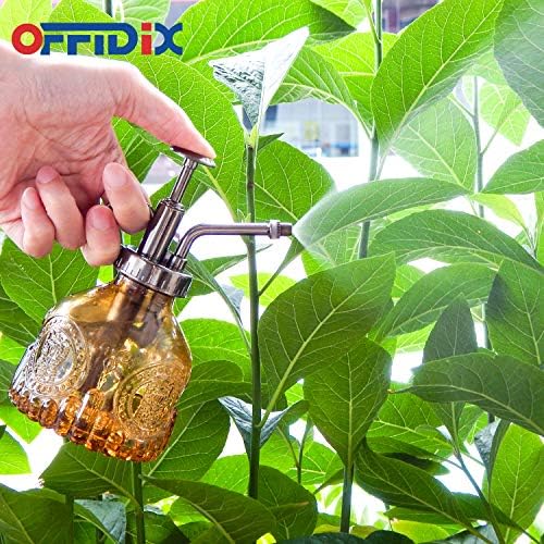OFFIDIX Glass Watering Spray Bottle,Plant Mister Watering can Indoor with Bronze Plastic Top Pump,One Hand Glass Small Watering Can for Outdoor Indoor Garden,Cleaning Solutions and Home Decora(Brown) - Image 6