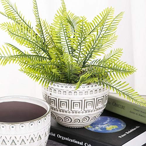VanEnjoy 5.5 inch Large Round Bohemian Style Ceramic Planter, Geometry Engrave Off White Brown Succulent Planter Flower Pot, Indoor Outdoor Decorative Planter - Image 3