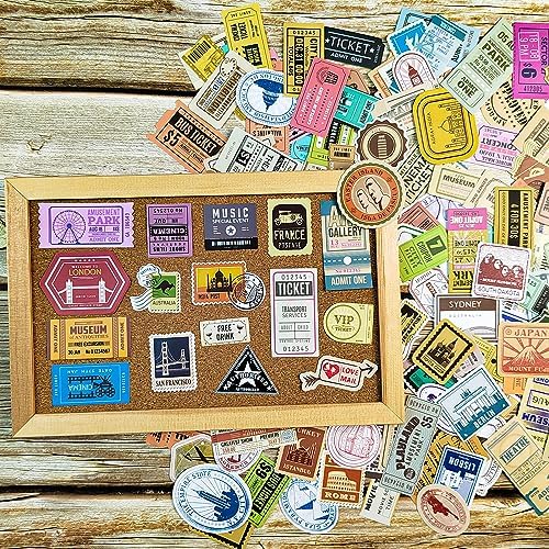 Prstincol 300 Pcs Vintage Travel Stickers Ticket Stickers for Journaling,Luggage Sticker Stub Vintage Sticker for Junk Journal Crafts Laptop Water Bottle Album Scrapbook - Image 2