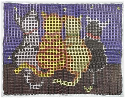 Howie's Latch Hook Kit, DIY Cats Rug Crochet Yarn Kits for Adults, Color Preprinted Pattern Embroidery Decoration (Cats-Night, 19.69 x 14.96 inch) - Image 3