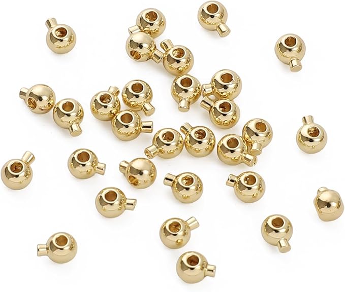 14K Gold Plated Round Fishing Line Buckle 3.5mm End Caps 30pcs for Jewelry Making Findings