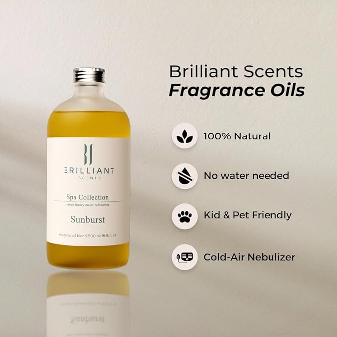 Brilliant Scents Santal Dreams Fragrance Oil 200ml - Premium Diffuser Oil for Home, Office, Hotels - Long Lasting, Plant-Based, Meets IFRA Standards, USA-Made - Violet, Iris, Sandalwood