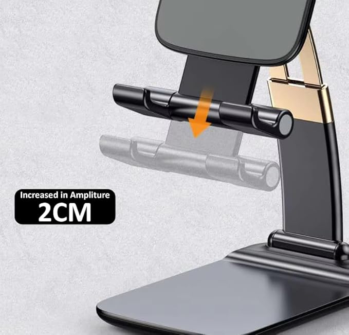 Mizi Portable Cell Phone Stand for Desk - Height & Angle Adjustable Mobile Foldable Holder, Compatible with iPhone 17 16 15 14 13 12 11 Pro Max, Galaxy S25 S24, All 4–10" Devices - Black