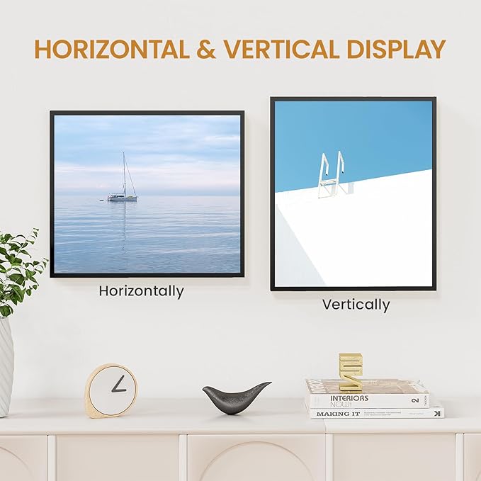 12x14 Aluminum Metal Picture Frame,Tempered Glass Black Photo Frame 12x14 for Family Photo,Posters,Art,Document to Wall Mount Horizontally or Vertically