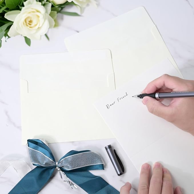 Keketer A7 Cream White 5x7 Printable Envelopes 50 Pack Self - Seal, for 5x7 Cards, Weddings, Invitations, Baby Shower 5.25 x 7.25 Inches